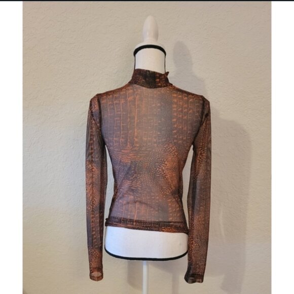 Animal Print Sheer Turtleneck Top - Picture 2 of 4